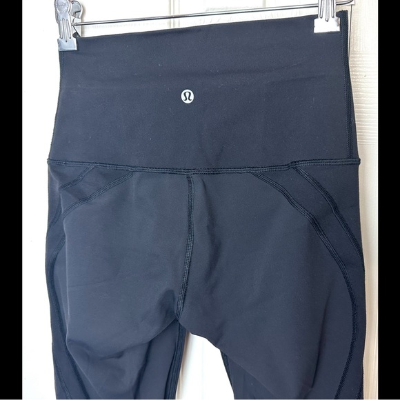 LULULEMON High Times Pants Crop Black Perforated Laser Cut Mesh Rise Near Mint - Picture 12 of 15